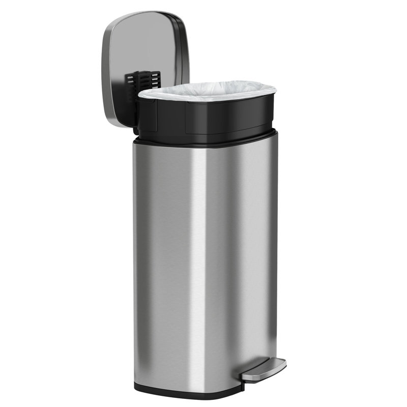 Poubelle à pédale en acier inoxydable 13 gallons SoftStep, argent