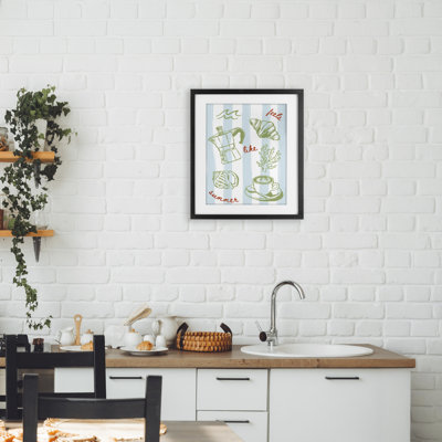 Feels Like Summer on Stripes Framed Print Under Glass, design by The Prints Vibe