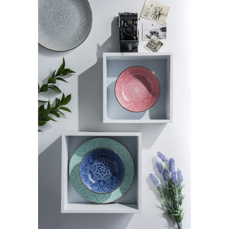 Versailles 18 Piece Dinnerware Set, Service for 6, Grey/Pink