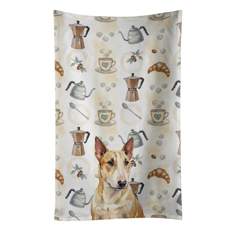 Miniature Bull Terrier Coffee Bar Kitchen Towel, Miniature Bull Terrier