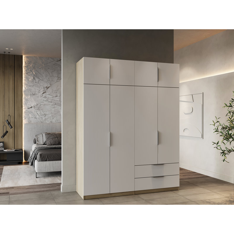 Nuzzi 8 Door Manufactured Wood Wardrobe, Brown/White
