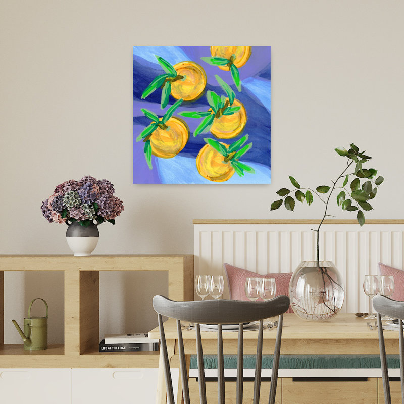 Clémentine jaune audacieux abstrait contemporain lavande, H 18 po x l 18 po