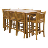 Maldives Outdoor 9 - Piece Teak Bar Height Dining Set