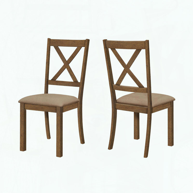 Ensemble de 2 chaises de salle à manger sans accoudoirs - Grain de bois noyer - Structure à dossier croisé