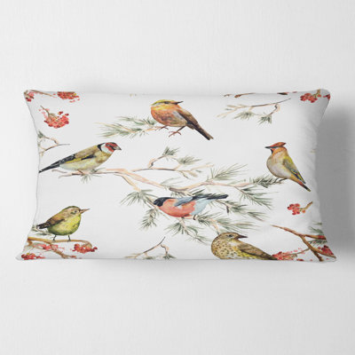 Forest Birds on Branches Rectangular Pillow Cover & Insert