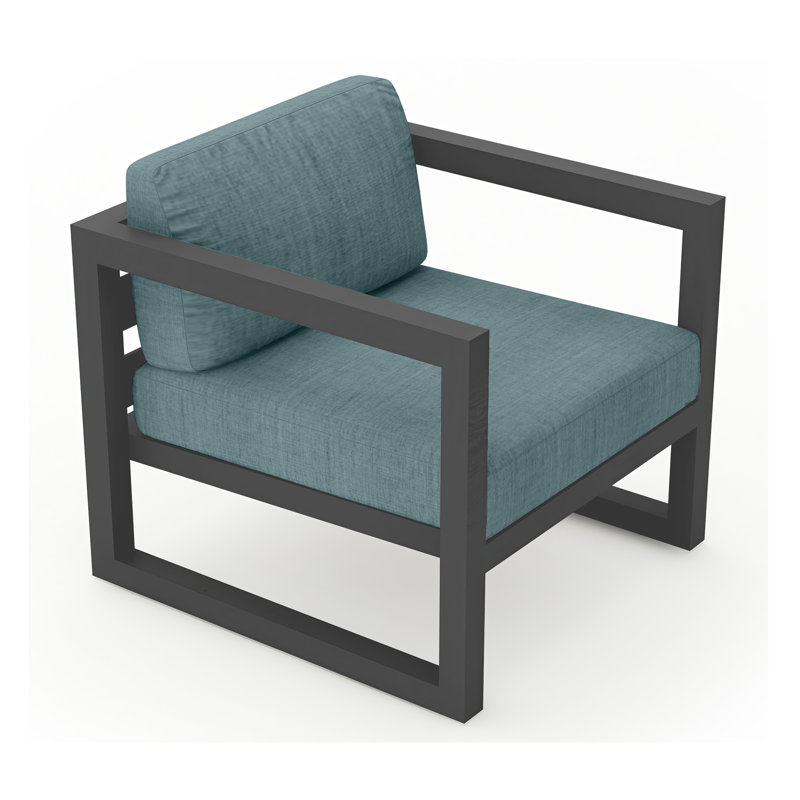 Avion Patio Chair with Sunbrella Cushions, Cast Lagoon Sunbrella® Plainweave, Slate