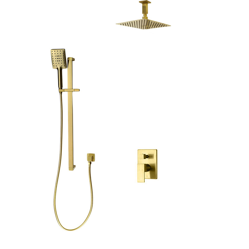 Système de douche 2 voies avec fixation au plafond Madison, Or brossé