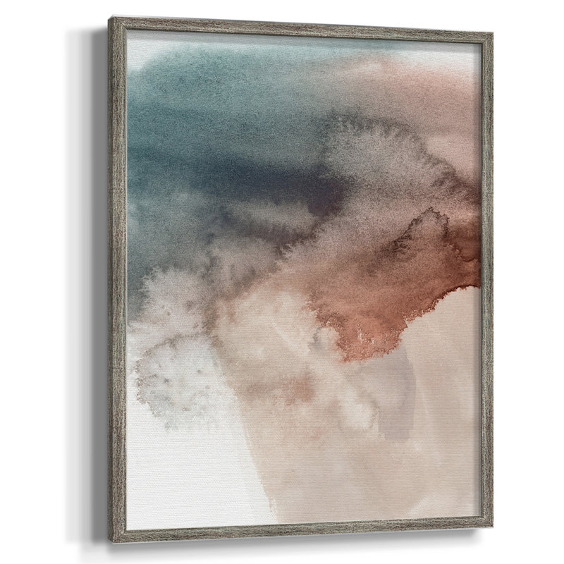 Red Ochre abstrait III, reproduction encadrée - bois massif, H 11 po x l 9 po