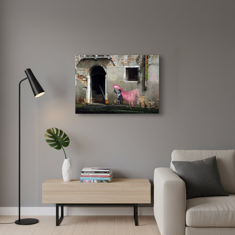 Pink Graffiti Ape Canvas Wall Art
