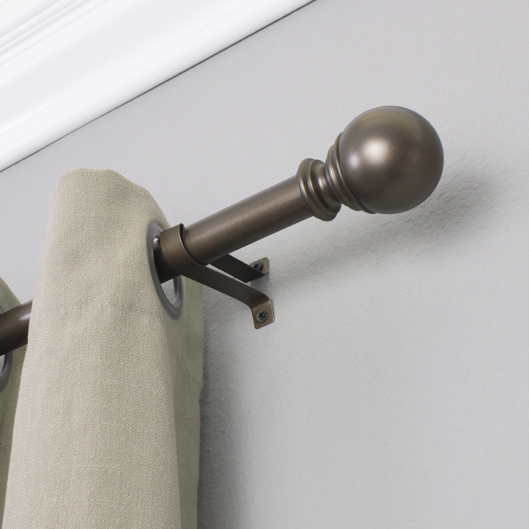 Inman Plastic Adjustable Single Curtain Rod, 2.9" H x 72" - 144" W x 4" D, Black