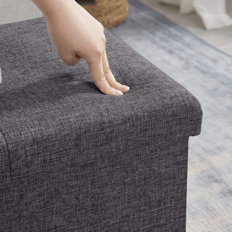 Torryn Linen Upholstered Storage Bench, Charcoal