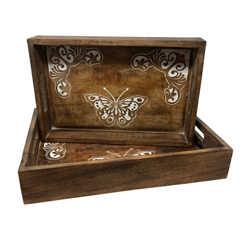 Solid Wood Tray - Set of 2