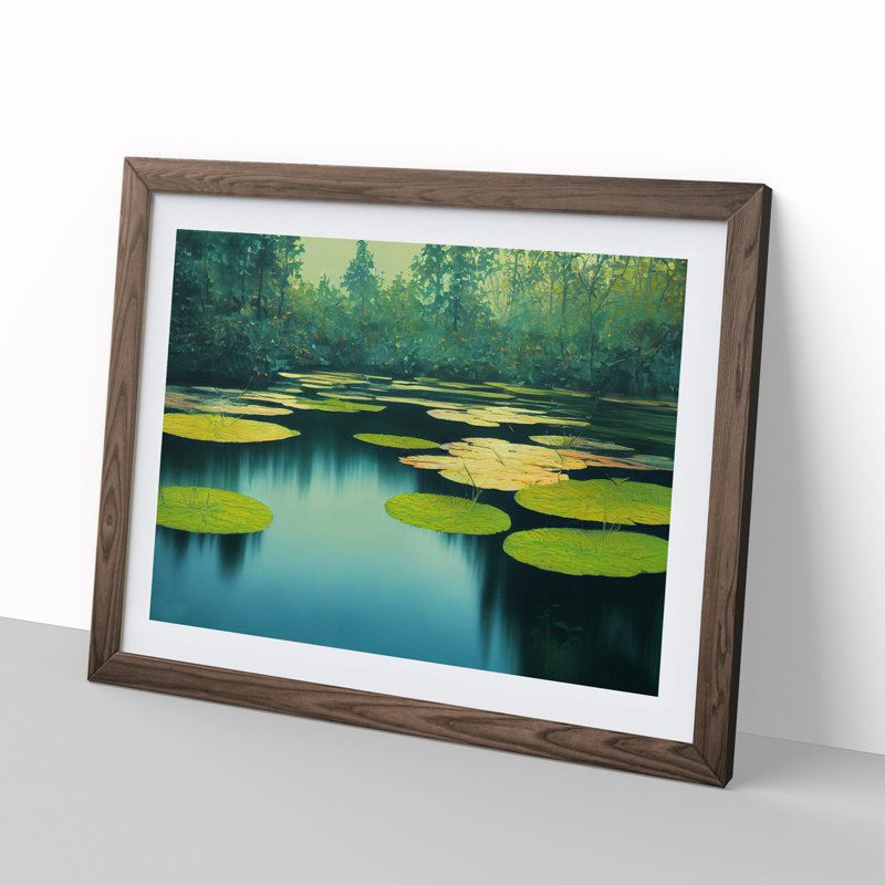 Special Water Lily Pond - Framed Print, 25cm H x 34cm W, Walnut Frame
