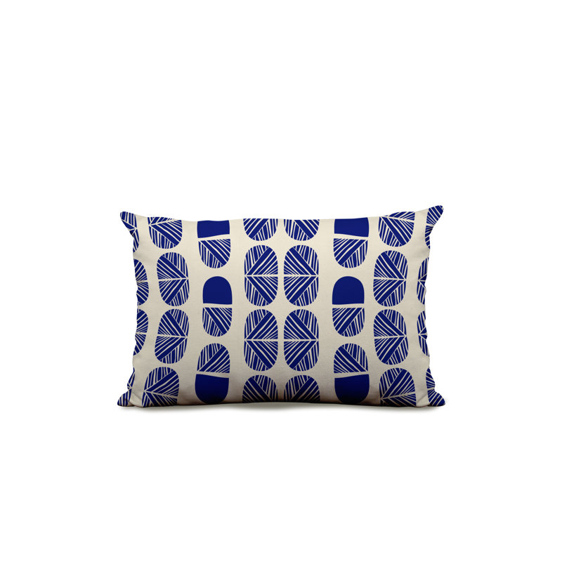 Polyester/Polyester Blend Lumbar Rectangular Indoor/Outdoor Pillow Cover & Insert, Navy Blue