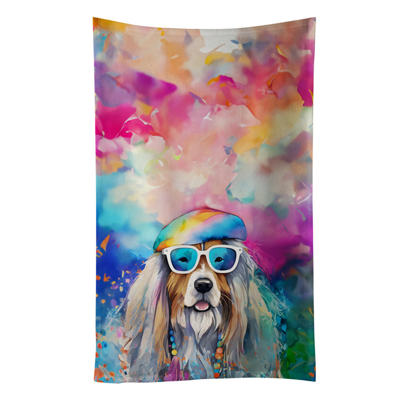 Bearded Collie Hippie Dawg Kitchen Towel