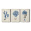 Corail antique en bleu marine I - Toile tendue avec châssis sur mesure - 3 pièces-236057048