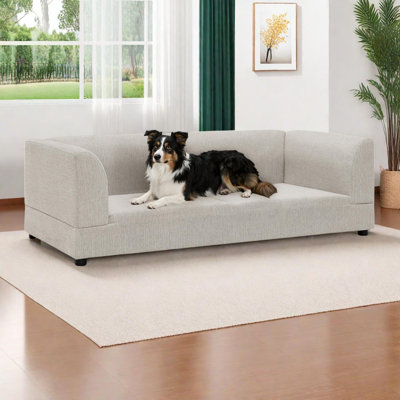 Canapé confortable surdimensionné pour animaux de compagnie de taille moyenne / grande avec dossier, accoudoirs et coussin moelleux