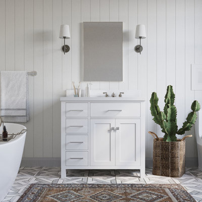 Macnair 37'' Single Bathroom Vanity with White Quartz Top