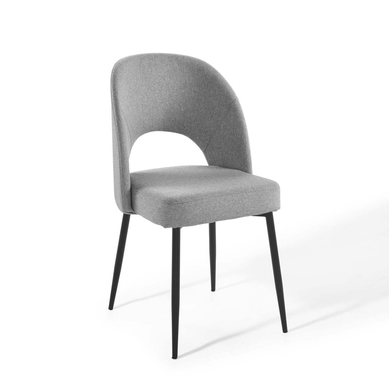 Chaise de salle à manger rembourrée en tissu Rouse par Modway, Gris clair, 2