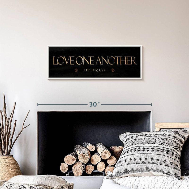 «Love One L'autre Verset de la Bible», 25 po x 9 po, Cadre flottant blanc