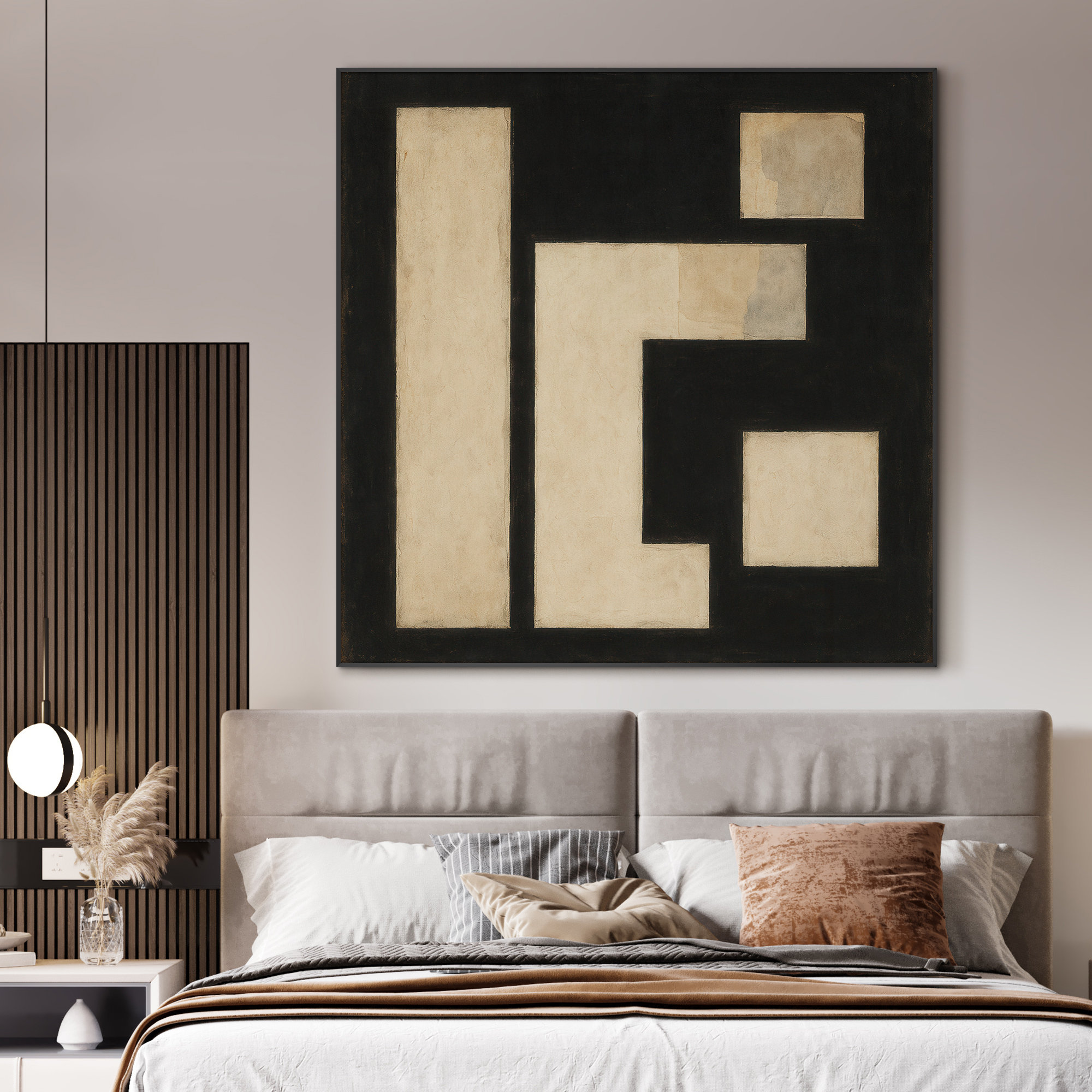 SIGNLEADER Extra Large Minimalist Black and White Geometric Wall Art ...