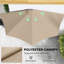 9.8ft Half Umbrella Patio Parasol Sun Shade, Crank Handle, Coffee-1858596303
