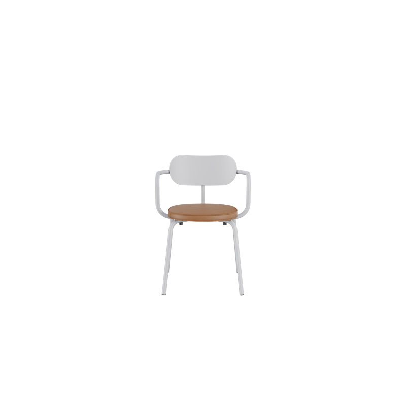 Khylia 18.1'' H Upholstered Metal Armchair, Tan, White Aluminium
