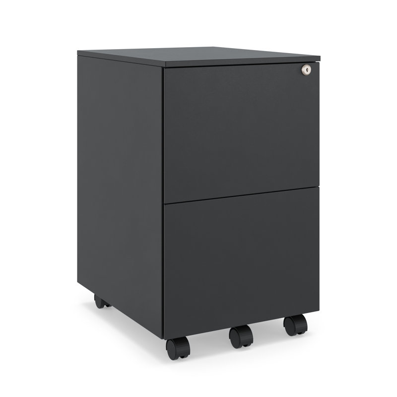 Ceha 2-Drawer Mobile File Cabinet with Lock, Black