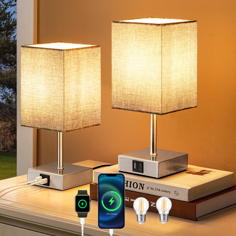 28CM Metal USB Table Lamp with Touch Control, Grey, Silver