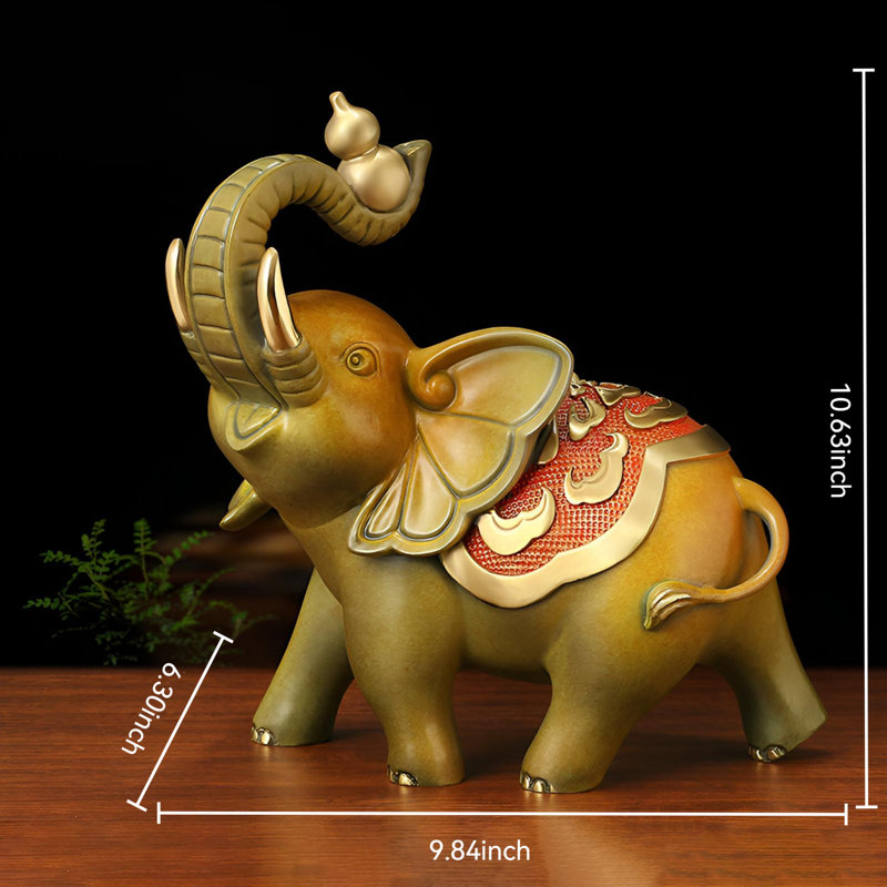 Décoration artistique éléphant en laiton pour la bonne fortune