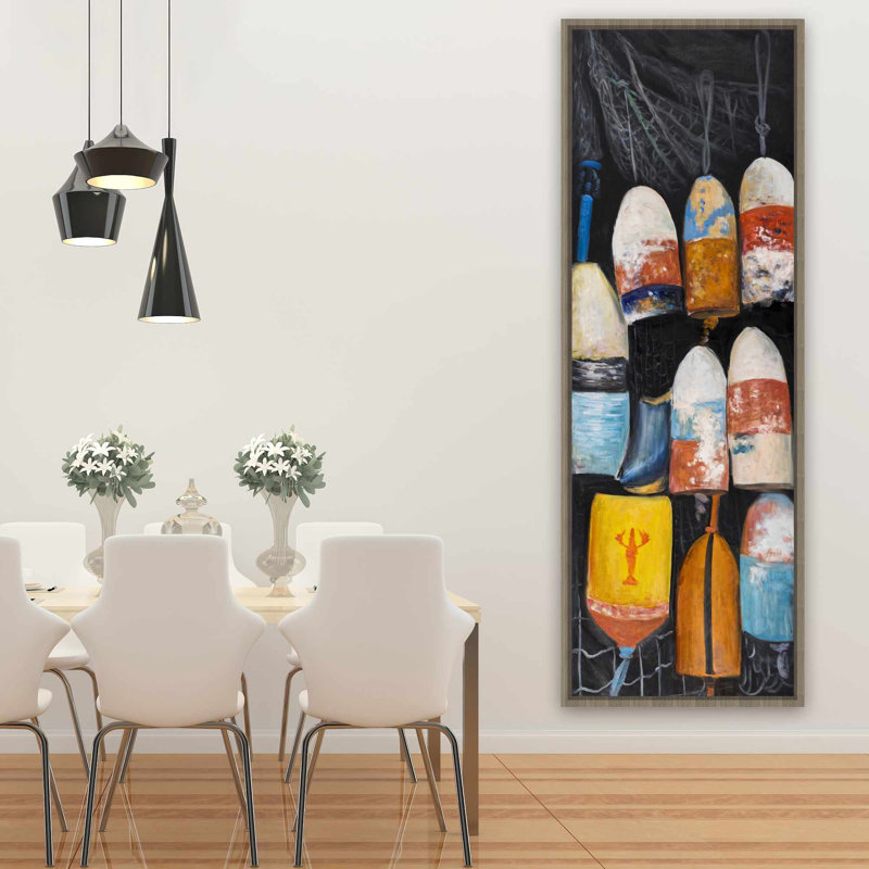 Bouées de homard rétro - Toile encadrée bleue pour «Man Cave», H 61,25 po x l 21,25 po