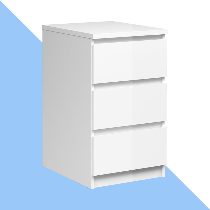 Caton Manufactured Wood Bedside Table, White High Gloss