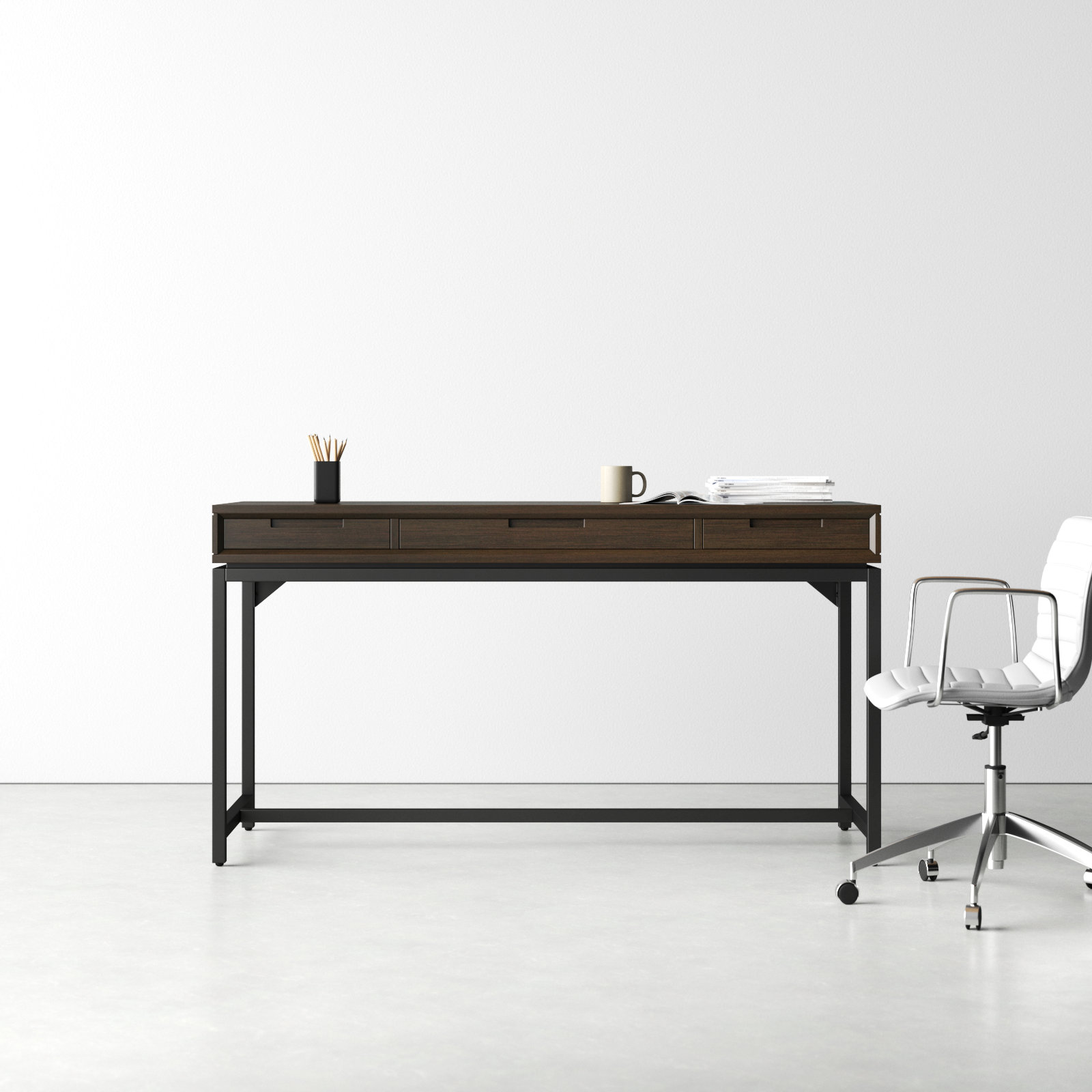 Lars Writing Desk, 31.50" H x 60" W x 24" D, Hickory Brown/Black