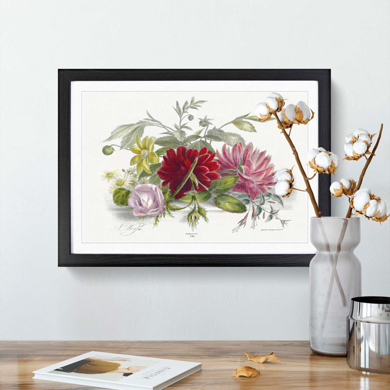 Still Life of Flowers - Picture Frame Art Print, Black Framed, 48cm H x 65cm W x 2cm D
