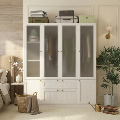 6-Door 2-Drawer Armoire With Hanging Area & Storage Compartments
