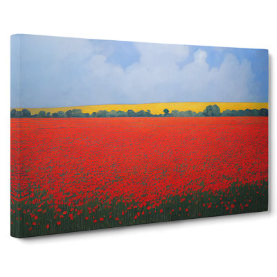 Lush Poppy Field Flowers - Wrapped Canvas