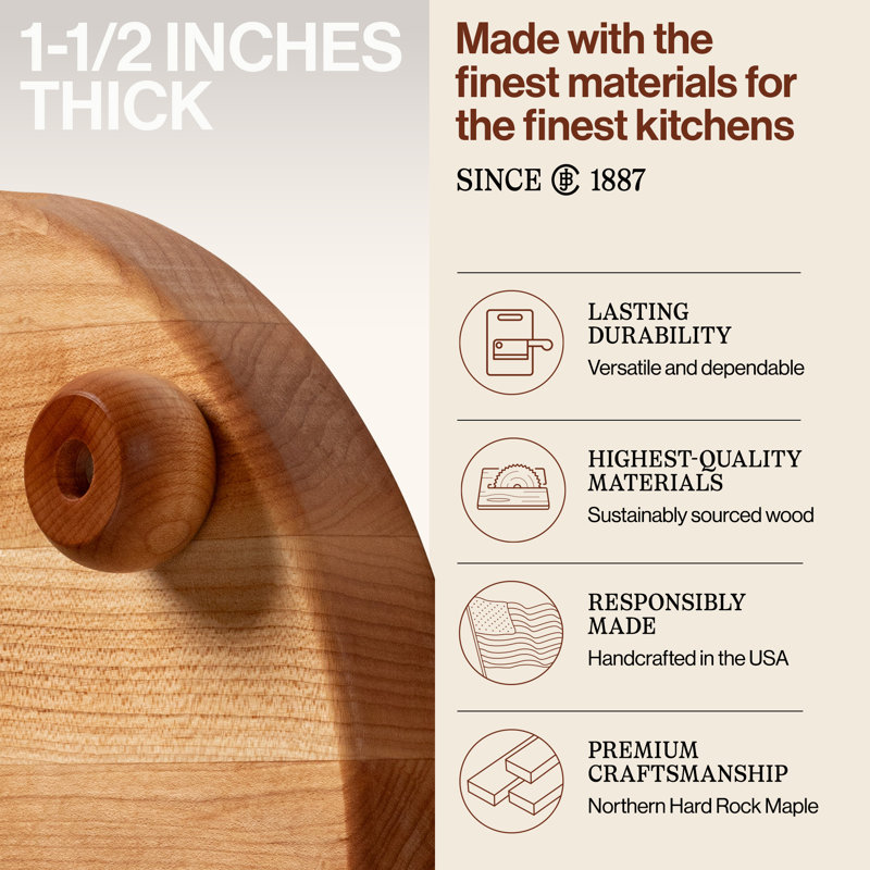 John Boos BoosBlock® 12" Round Maple Wood Cutting Board