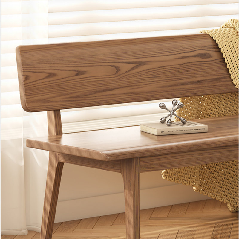 Modern Simple Solid Wood Dining Bench, Light Walnut