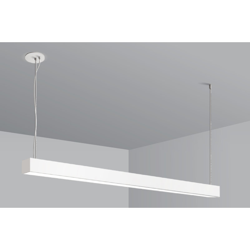 Luminaire suspendu à DEL F55, 3000K, montage prolongé, H 2,76 po x l 96,5 po x P 2,17 po, Blanc