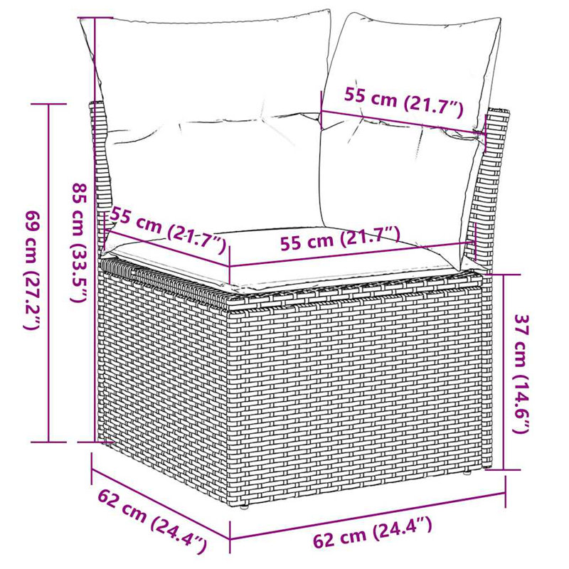 Grand canapé modulaire en rotin PE Vidaxl