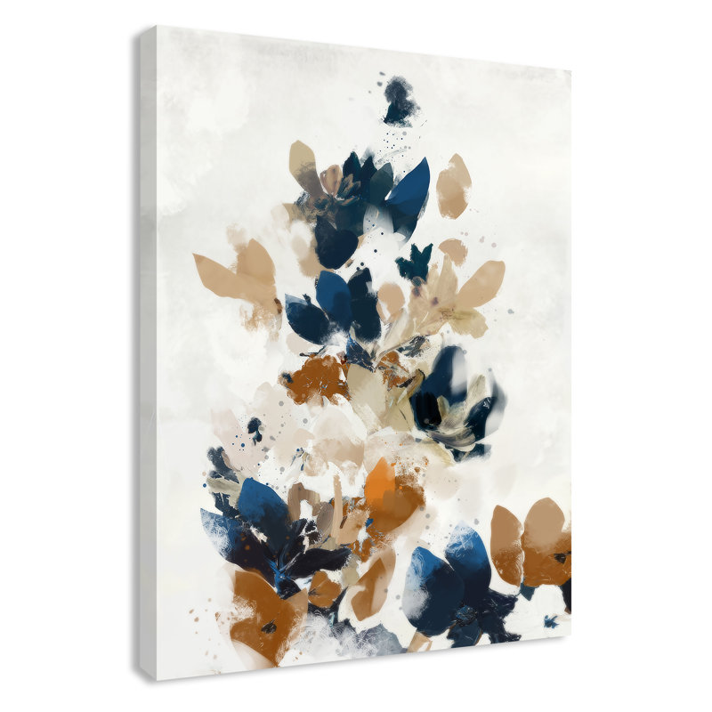 «Wave of Blue Florals I Print» par Ken Roko, Sans cadre, 18'' W x 24'' H, Toile tendue