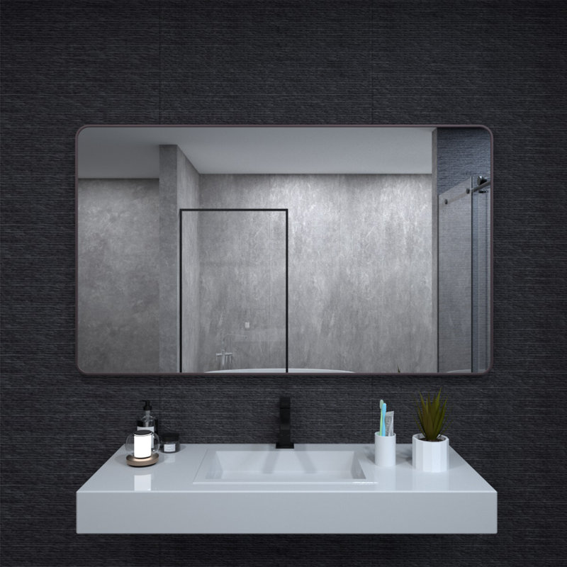 Round Metal Frame Hanging Wall Bathroom Mirror, 36' x 60", Oil Rubbed Bronze