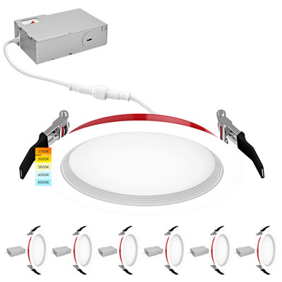 Luxrite 6'' Selectable Color Temperature 13 Watt Dimmable Air-Tight IC Rated LED Canless Recessed Lighting Kit
