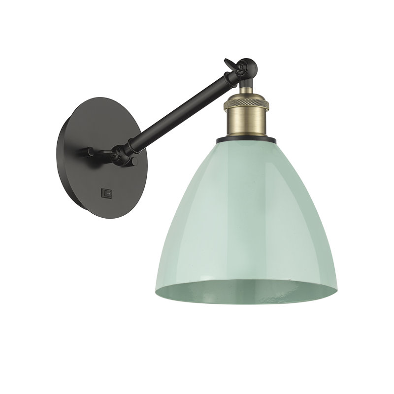 Armed Sconce, Seafoam, Black Antique Brass