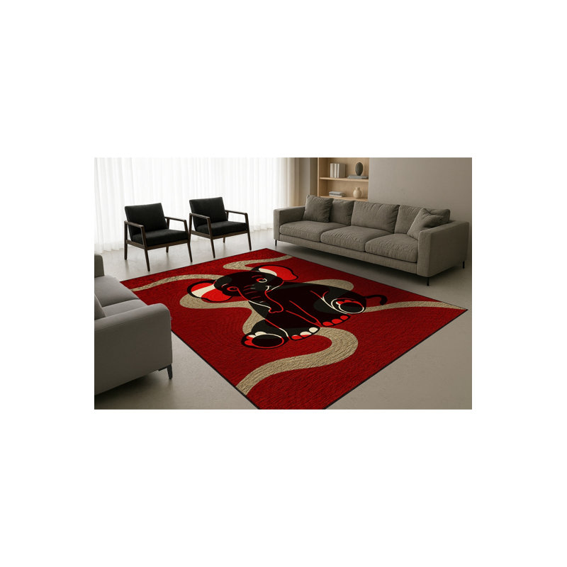 Tapis noir tissé à motif lavable Mosso, 3'3" x 6'7"