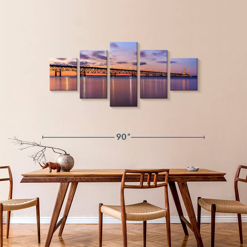 Mackinac Bridge At Dusk, 36" H x 80" W