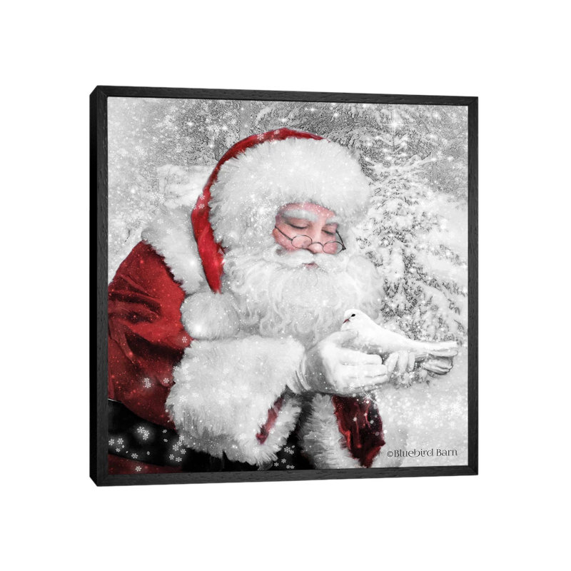 Santa's Little Friend by Bluebird Barn - Print on Canvas, Black Framed, 45.72 cm H x 45.72 cm W