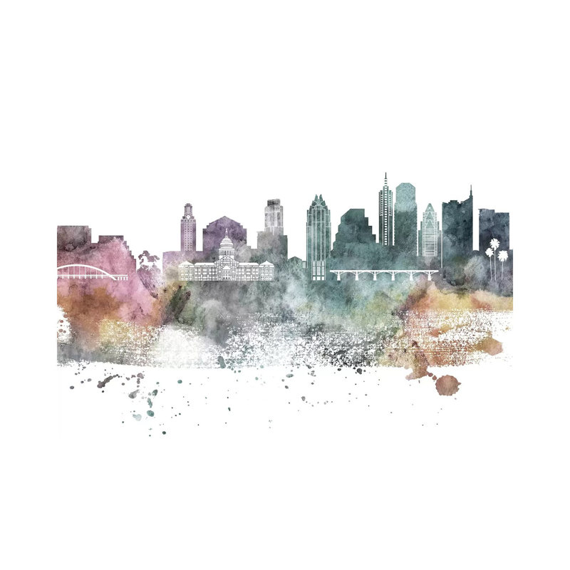Austin Pastel Skylines - Print on Canvas, Wrapped Canvas, 66.04 cm H x 45.72 cm W x 1.91 cm D