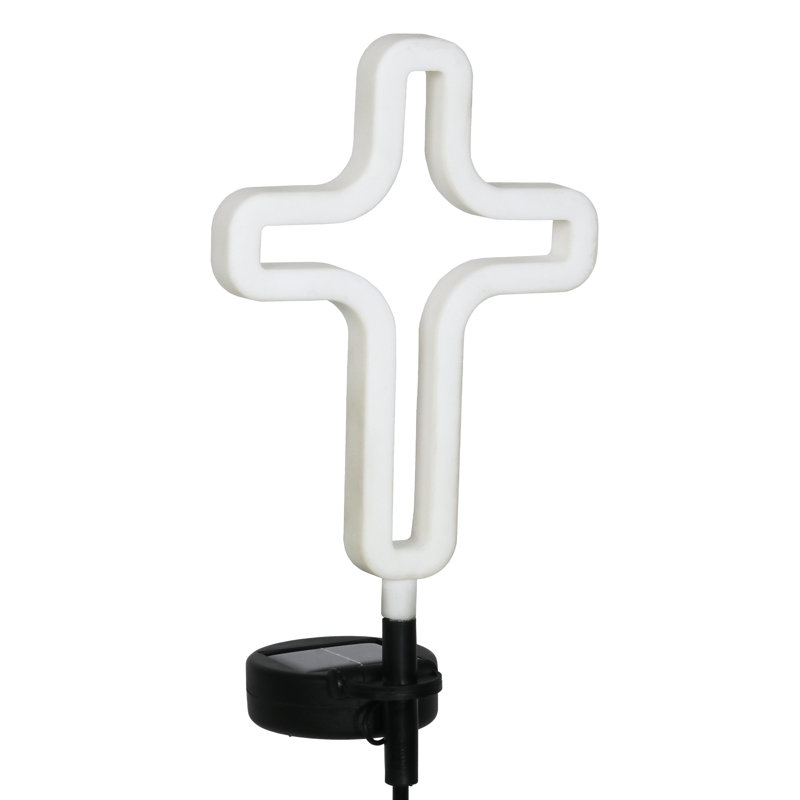 White Solar LED Cross Garden Stake Light