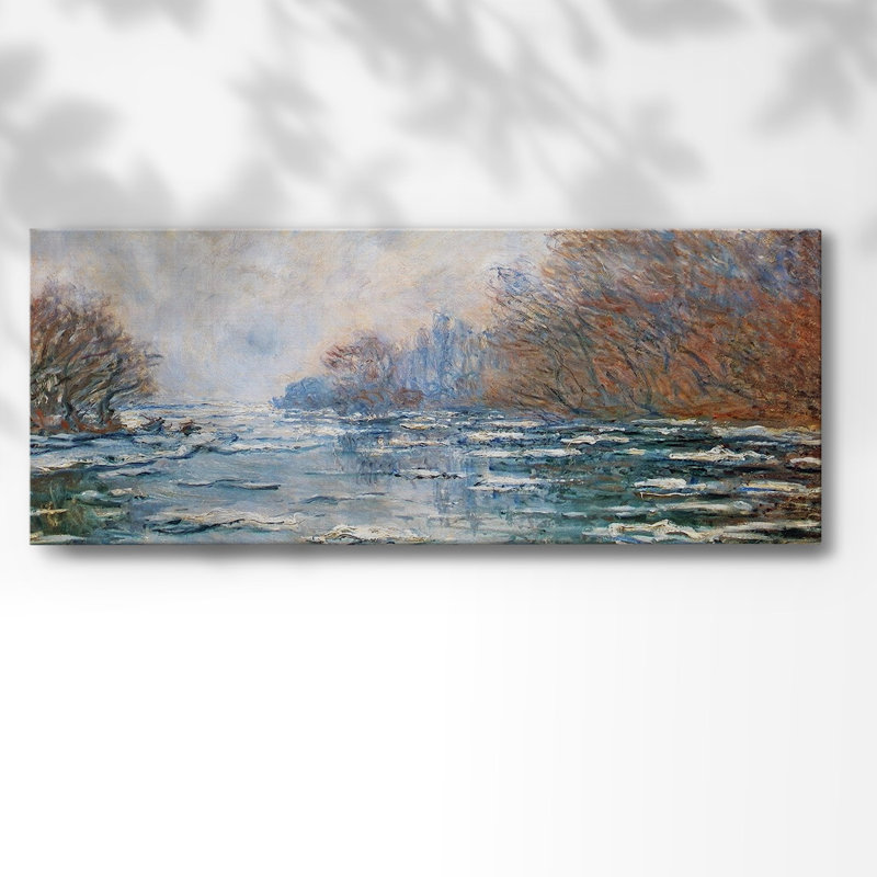 Rivière dégel près de Vetheuil, 1880 sur toile, H 24 po x l 60 po x P 1,5 po